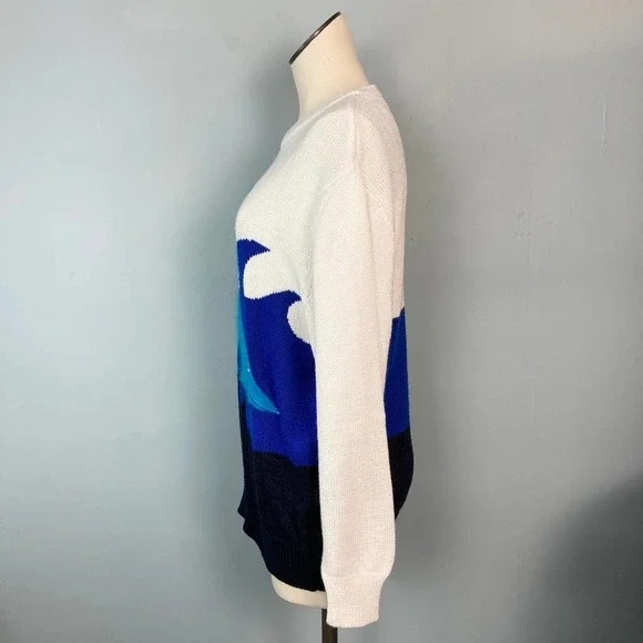TOPLIKE Vintage Dolphin Ocean Waves Angora Blend Crew Neck Sweater Womens Size L - Picture 5 of 16